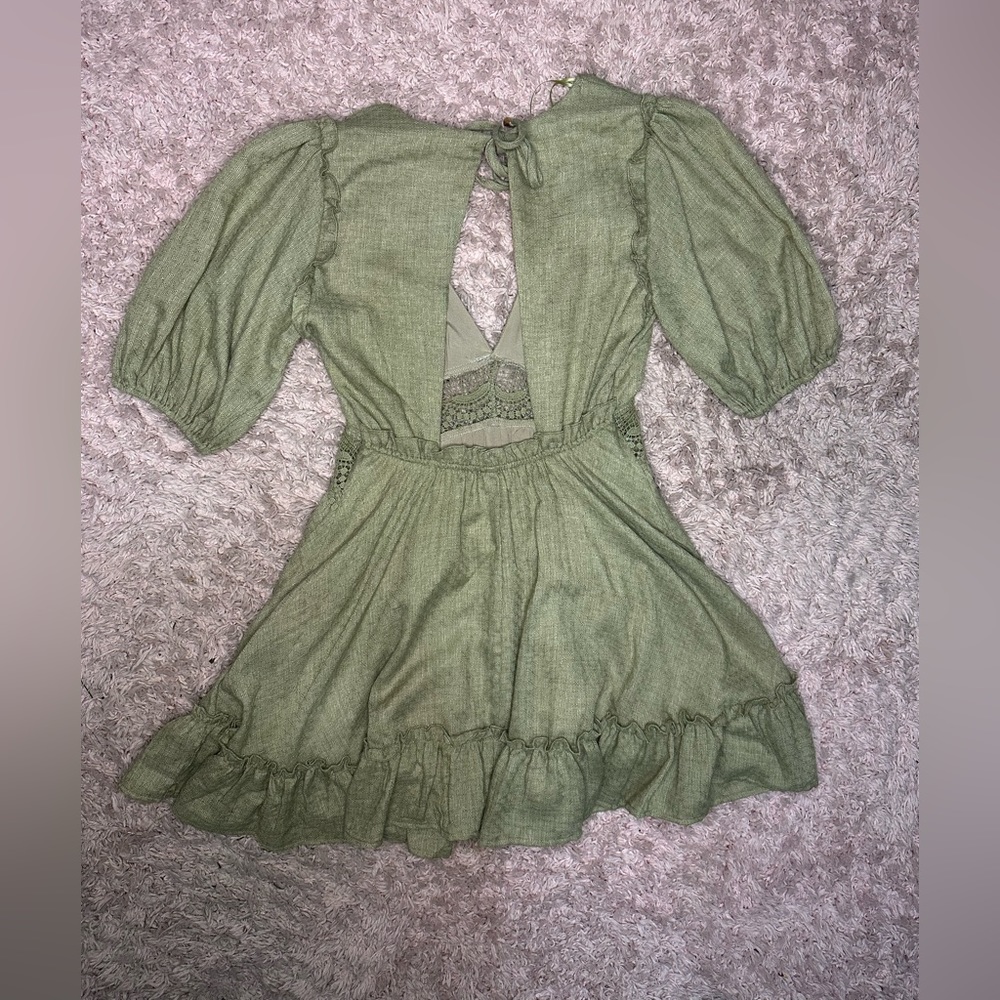 HYFVE Olive Green Ruffled Mini Dress - Picture 4 of 6